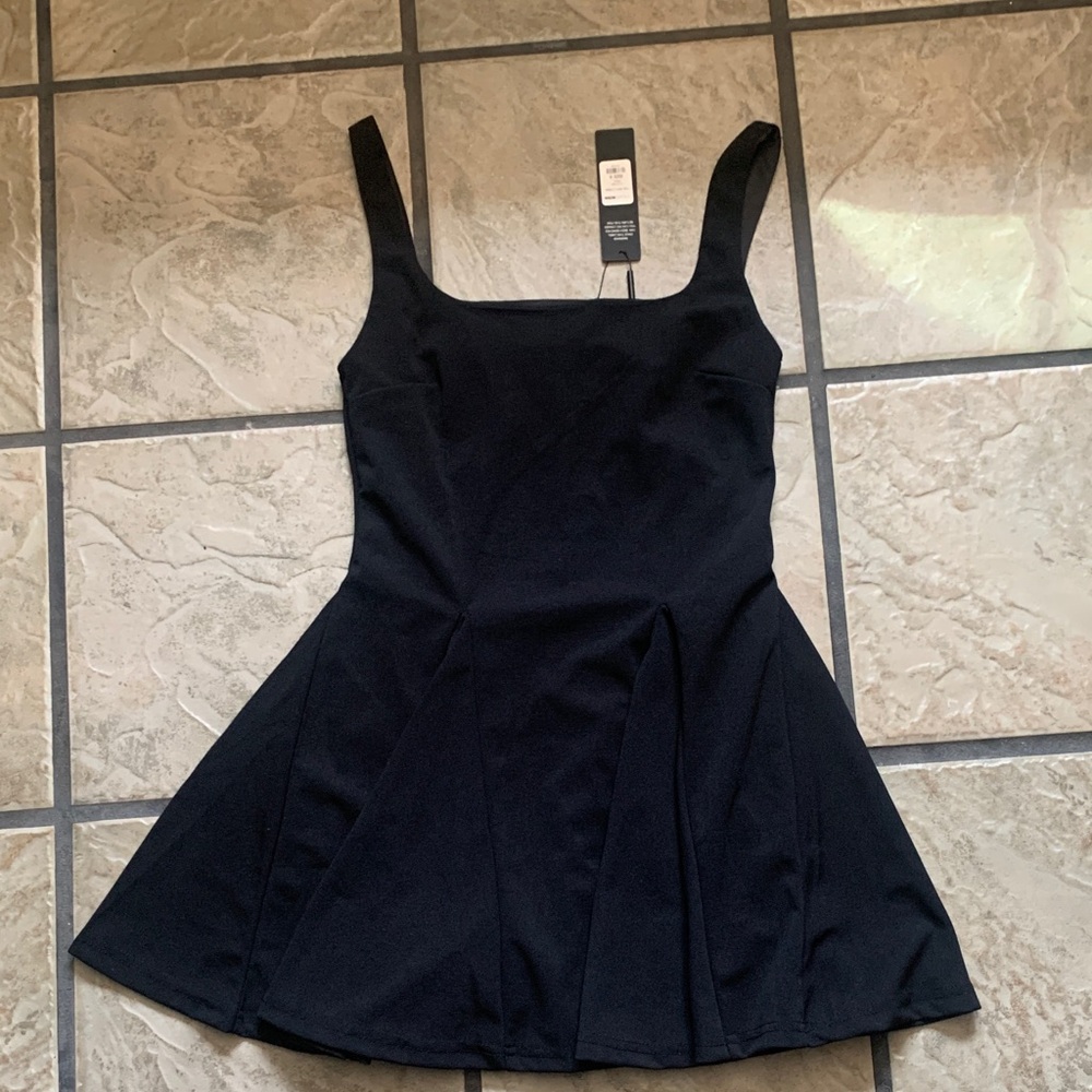 Fashion Nova Black Mini Dress with Square Neck